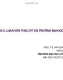 Bài giảng Phương pháp nghiên cứu khoa học (Bậc Thạc sỹ): Chương 2 - Hà Quang Thụy