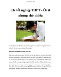 Thi tốt nghiệp THPT - Ôn ít nhưng nhớ nhiều