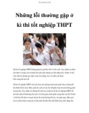 Những lỗi thường gặp ở kì thi tốt nghiệp THPT