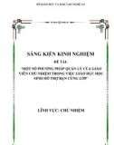 Sáng kiến kinh nghiệm THPT: Một số phương pháp quản lý của giáo viên chủ nhiệm trong việc giáo dục học sinh hỗ trợ bạn cùng lớp