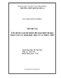 Sáng kiến kinh nghiệm: Ứng dụng cấp số nhân để giải một số bài toán vật lý, sinh học, địa lý và thực tiễn