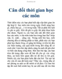 Cân đối thời gian học các môn