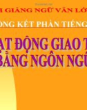 Bài giảng Ngữ văn 12 tuần 32 bài: Tổng kết phần tiếng việt - Hoạt động giao tiếp bằng ngôn ngữ