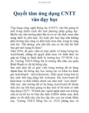 Quyết tâm ứng dụng CNTT vào dạy học