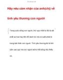 Hãy nêu cảm nhận của anh(chị) về tình yêu thương con người