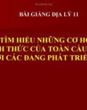 Bài giảng Thực hành Tìm hiểu cơ hội của toàn cầu hóa - Địa 11 - GV.N T Minh