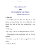 Giáo án hình học 12: PHƯƠNG TRÌNH MẶT PHẲNG (Chương trình nâng cao )