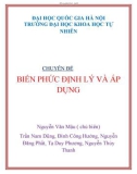 CHUYÊN ĐỀ: BIẾN PHỨC, ĐỊNH LÝ VÀ ÁP DỤNG