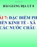 Bài giảng Địa lý 8 bài 7: Đặc điểm phát triển kinh tế - xã hội các nước châu Á