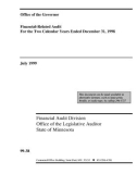 Office of the Governor Financial-Related Audit For the Two Calendar Years Ended December 31, 1998 July 1999 _part1