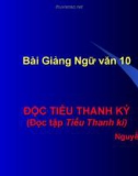 Bài giảng Ngữ văn 10 tuần 14: Đọc Tiểu Thanh kí