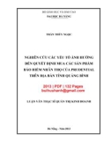 Luận văn Thạc sĩ Quản trị kinh doanh: Nghiên cứu các yếu tố ảnh hưởng đến quyết định mua các sản phẩm bảo hiểm nhân thọ của Prudential trên địa bàn tỉnh Quảng Bình