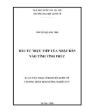 Tóm tắt Luận văn Thạc sĩ Kinh tế: Đầu tư trực tiếp của Nhật Bản vào tỉnh Vĩnh Phúc