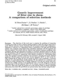 Báo cáo sinh học: Genetic improvement of litter size in sheep. A comparison of selection methods