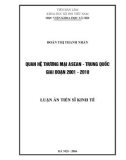 Luận án Tiến sĩ Kinh tế: Quan hệ thương mại ASEAN - Trung Quốc giai đoạn 2001-2010