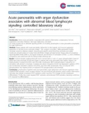 Báo cáo y học: Acute pancreatitis with organ dysfunction associates with abnormal blood lymphocyte signaling: controlled laboratory study