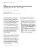 Báo cáo y học: Concerns about the effectiveness of critical incident stress debriefing in ameliorating stress reactions