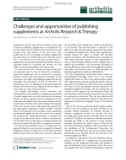 Báo cáo y học: Challenges and opportunities of publishing supplements at Arthritis