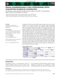 Báo cáo khoa học: Human metallothioneins 2 and 3 differentially affect amyloid-beta binding by transthyretin