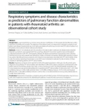 Báo cáo y học: Respiratory symptoms and disease characteristics as predictors of pulmonary function abnormalities in patients with rheumatoid arthritis: an observational cohort study