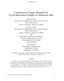 Báo cáo toán học: Constructive Upper Bounds for Cycle-Saturated Graphs of Minimum Size