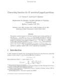 Báo cáo toán học: Generating function for K-restricted jagged partitions