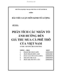 Tiểu luận: Phân tích các nhân tố ảnh hưởng đến giá thu mua cà phê của Việt Nam