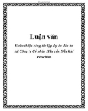 Luận văn: Hoàn thiện công tác lập dự án đầu tư tại Công ty Cổ phần Hậu cần Dầu khí Petechim