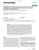 Báo cáo y học: Fully-spliced HIV-1 RNAs are reverse transcribed with similar efficiencies as the genomic RNA in virions and cells, but more efficiently in AZT-treated cells