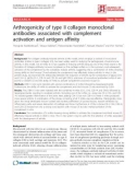 Báo cáo y học: Arthrogenicity of type II collagen monoclonal antibodies associated with complement activation and antigen affini