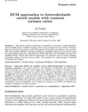 Báo cáo sinh học: Phenotypic plasticity of body pigmentation in Drosophila: ECM approaches to heteroskedastic mixed models with constant variance ratios