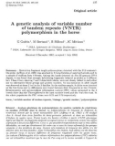 Báo cáo sinh học: A genetic analysis of variable number of tandem repeats (VNTR) polymorphism in the horse