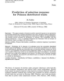 Báo cáo sinh học: Prediction of selection response for Poisson distributed traits