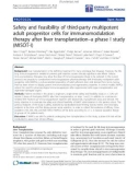 Báo cáo sinh học: Safety and feasibility of third-party multipotent adult progenitor cells for immunomodulation therapy after liver transplantation–a phase I study (MISOT-I)