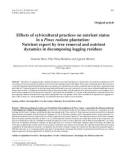 Báo cáo khoa học: Effects of sylvicultural practices on nutrient status in a Pinus radiata plantation: Nutrient export by tree removal and nutrient dynamics in decomposing logging residues