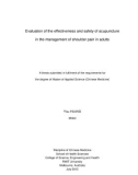 Master's thesis of Applied Science (Chinese Medicine): Evaluation of the effectiveness and safety of acupuncture in the management of shoulder pain in adults