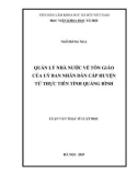 Luận văn Thạc sĩ Luật học: Quản lý nhà nước về tôn giáo của Uỷ ban nhân dân cấp huyện từ thực tiễn tỉnh Quảng Bình