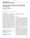 Báo cáo hóa học: Preparation and Characterization of Nano structured Materials from Fly Ash: A Waste from Thermal Power Stations, by High Energy Ball Milling