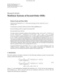 Báo cáo hóa học: Research Article Nonlinear Systems of Second-Order ODEs Patricio Cerda and Pedro Ubilla