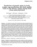 Báo cáo sinh học: Prediction of genetic gains in body weight, egg production and shell quality traits in the Brown Tsaiya laying duck