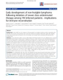 Báo cáo y học: arly development of non-hodgkin lymphoma following initiation of newer class antiretroviral therapy among HIV-infected patients - implications for immune reconstitution