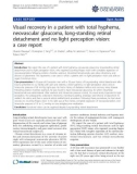 Báo cáo y học: Visual recovery in a patient with total hyphema, neovascular glaucoma, long-standing retinal detachment and no light perception vision: a case report