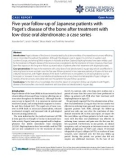 Báo cáo y học: Five-year follow-up of Japanese patients with Paget's disease of the bone after treatment with low-dose oral alendronate: a case series/