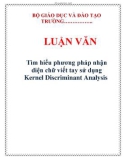 LUẬN VĂN: Tìm hiểu phương pháp nhận diện chữ viết tay sử dụng Kernel Discriminant Analysis