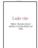 Luận văn: THỰC TRẠNG HOẠT ĐỘNG CUẢ BỘ PHẬN LỄ TÂN