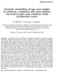 Báo cáo sinh học: Genetic variability of age and weight at puberty, ovulation rate and embryo survival in gilts and relations with production traits