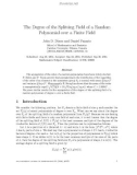 Báo cáo toán học: The Degree of the Splitting Field of a Random Polynomial over a Finite Field