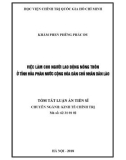 Tóm tắt Luận án tiến sĩ Kinh tế: Việc làm cho người lao động nông thôn ở tỉnh Hủa Phăn nước Cộng hòa Dân chủ Nhân dân Lào