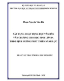 Luận văn Thạc sĩ Khoa học giáo dục: Xây dựng mô hình dạy học đọc Tiếng Việt ở tiểu học theo cách tiếp cận năng lực