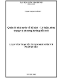 Luận văn Thạc sĩ Luật học: Quản lý nhà nước về hộ tịch - Lý luận, thực trạng và phương hướng đổi mới